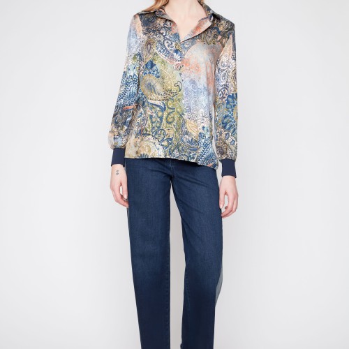 Renuar - Woven Blouse -  Olive Combination