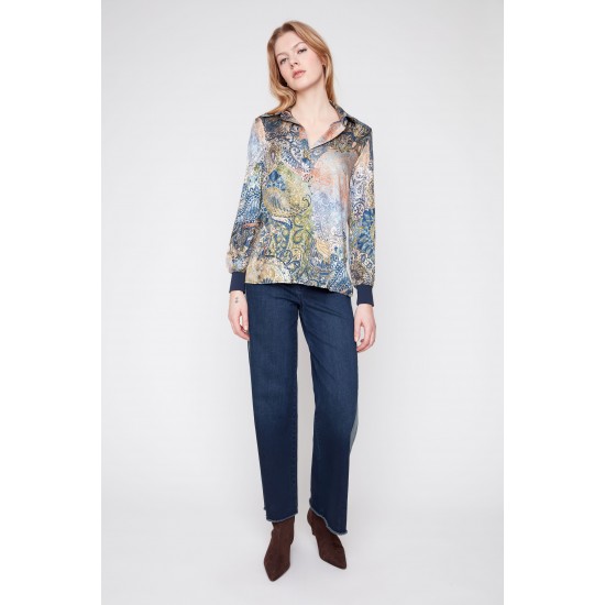 Renuar - Woven Blouse -  Olive Combination