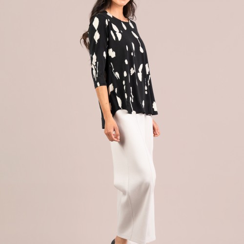 Sympli Go To Classic T Relax 3/4 Sleeve Print Cashew Plaid