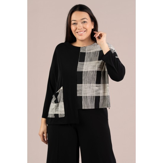 Sympli Etch Top Black / Cashew Plaid