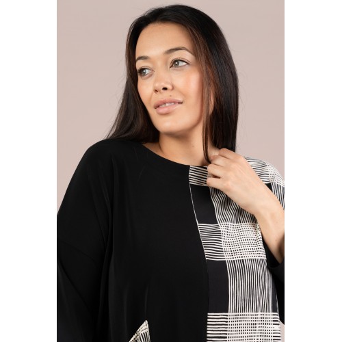 Sympli Etch Top Black / Cashew Plaid
