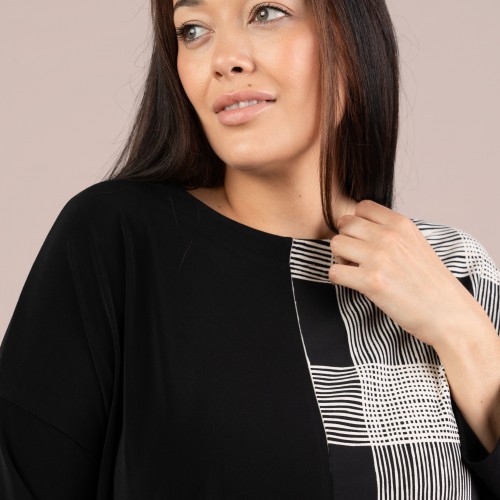 Sympli Etch Top Black / Cashew Plaid