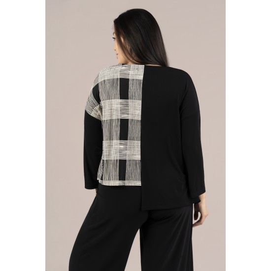 Sympli Etch Top Black / Cashew Plaid