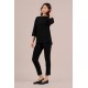 Sympli Kite Front Top Block Print 3/4 Cashew Splatter / Black