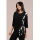 Sympli Kite Front Top Block Print 3/4 Cashew Splatter / Black
