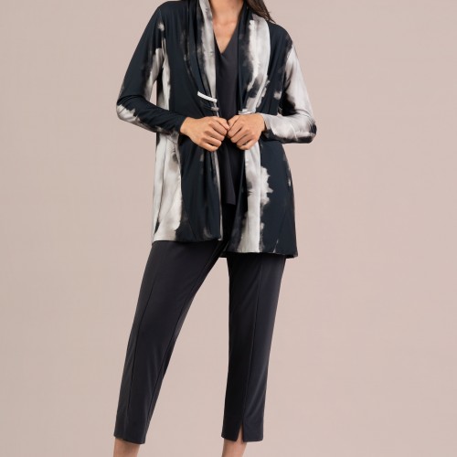 Sympli Double Loop Cardigan Print Graphite Watercolor
