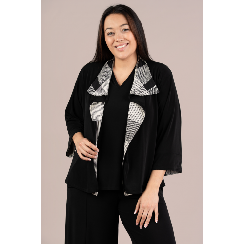 Sympli Nu Etch Reversible Jacket Black Cashew Plaid