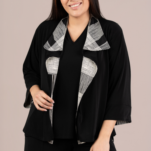Sympli Nu Etch Reversible Jacket Black Cashew Plaid