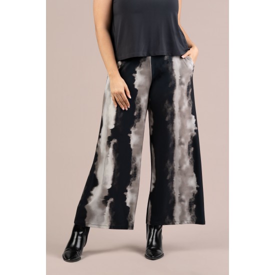 Sympli Wide Leg Trouser Print Graphite Watercolor