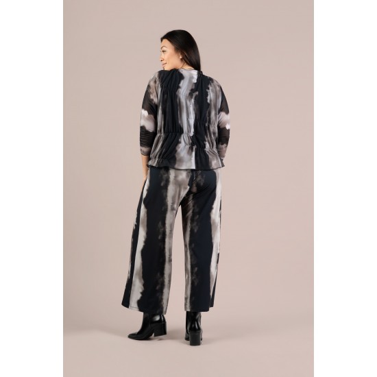 Sympli Wide Leg Trouser Print Graphite Watercolor