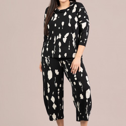 Sympli Narrow Lantern Pant Print Cashew Splatter