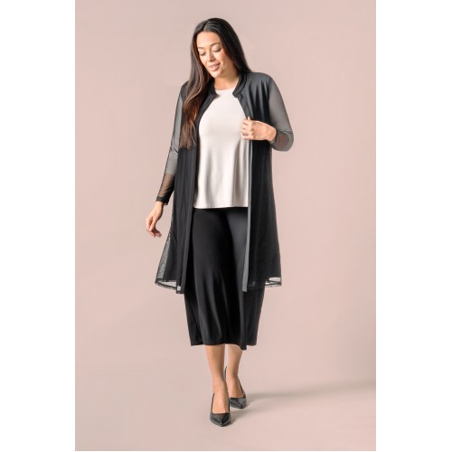 Sympli Grand Duster Placement Print Iris Cashew / Black