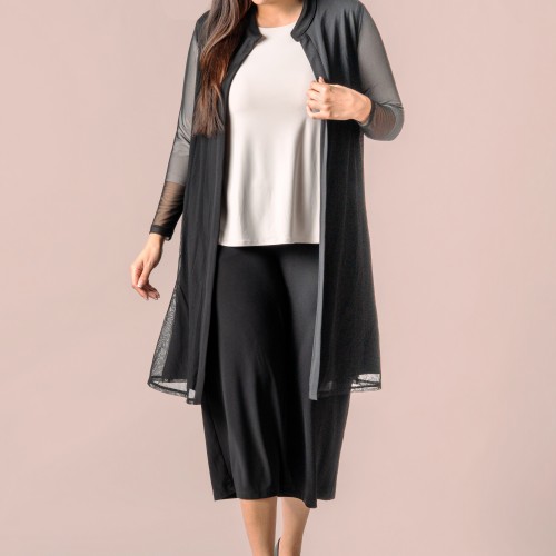 Sympli Grand Duster Placement Print Iris Cashew / Black