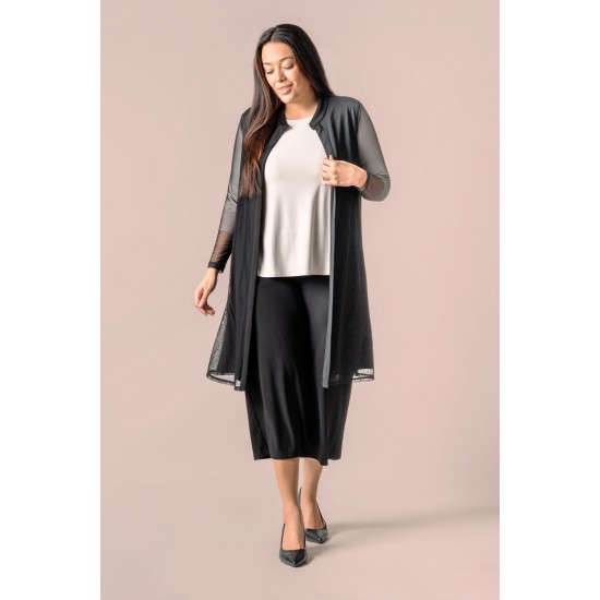Sympli Grand Duster Placement Print Iris Cashew / Black