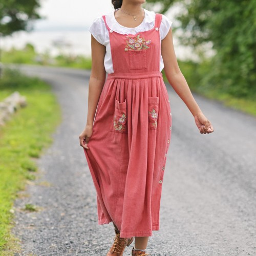 April Cornell - Haberdashery Pinafore Dress - Coral