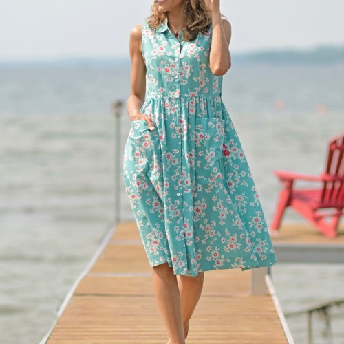 April Cornell - Daisy Porch Dress - Aqua