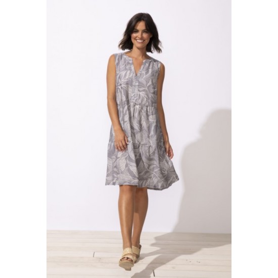 Escape by Habitat - Paradise Dress Dotted Leaves - Fog