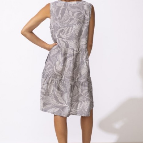 Escape by Habitat - Paradise Dress Dotted Leaves - Fog