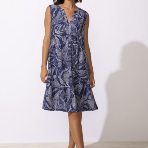 Escape by Habitat - Paradise Dress Dotted Leaves - Navy
