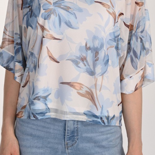 Frank Lyman - Knit Top #261287 - Porcelain/Blue