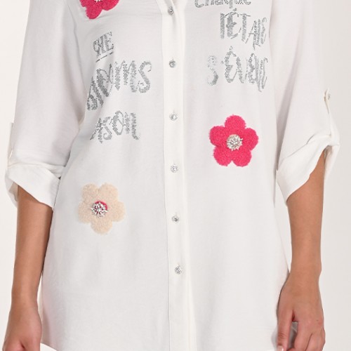 Frank Lyman - Woven Blouse #261654 - Off White/Pink