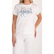 Frank Lyman - Knit T-Shirt #266589 - Off White/Blue