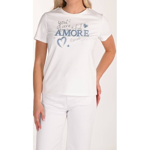 Frank Lyman - Knit T-Shirt #266589 - Off White/Blue