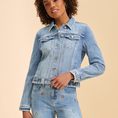 French Dressing - Embroidered Denim Jacket - Pale Wash