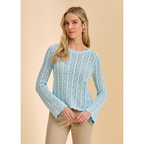 French Dressing - Long Sleeve Garment Dye Sweater - Pacific Blue