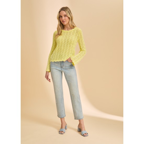 French Dressing - Long Sleeve Garment Dye Sweater - Pineapple