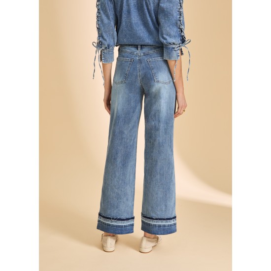 French Dressing - Olivia Cuffed Wide Leg - Light Wash