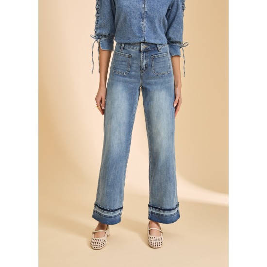 French Dressing - Olivia Cuffed Wide Leg - Light Wash