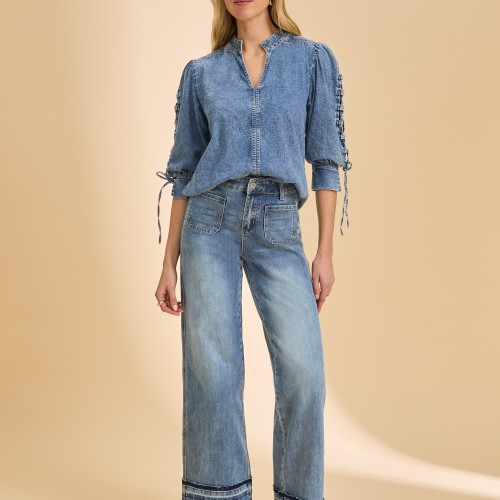 French Dressing - Olivia Cuffed Wide Leg - Light Wash