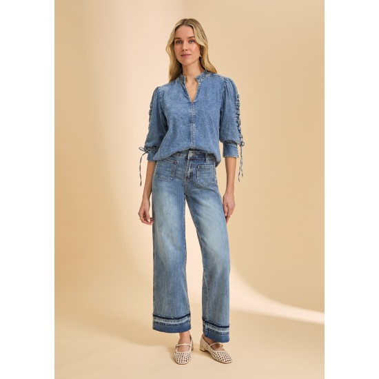 French Dressing - Olivia Cuffed Wide Leg - Light Wash