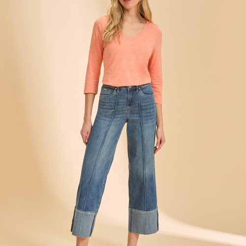 French Dressing - V-Neck Top - Cantaloupe