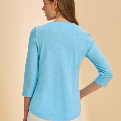 French Dressing - V-Neck Top - Pacific Blue