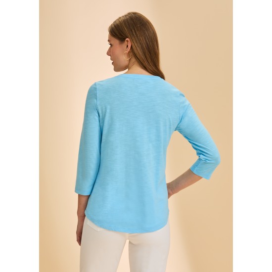 French Dressing - V-Neck Top - Pacific Blue