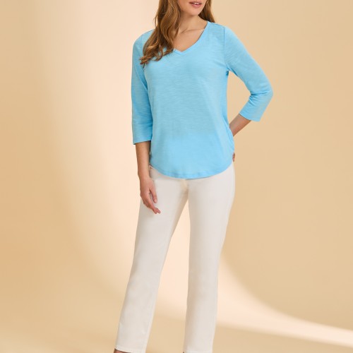 French Dressing - V-Neck Top - Pacific Blue
