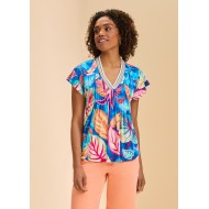 French Dressing - Flutter Sleeve Pintuck Top - Bird of Paradise