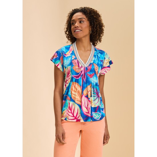 French Dressing - Flutter Sleeve Pintuck Top - Bird of Paradise