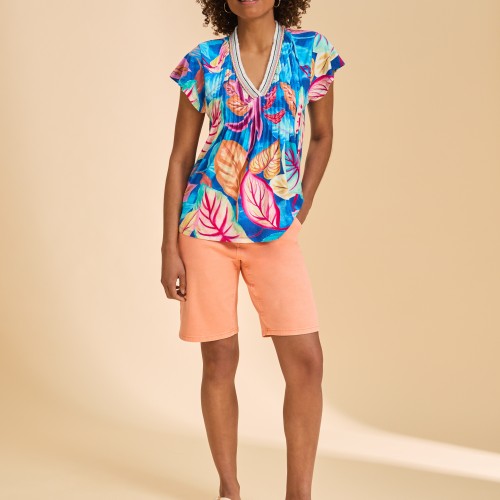 French Dressing - Flutter Sleeve Pintuck Top - Bird of Paradise