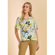 French Dressing - Short Sleeve V-Neck Top - Pacific Paisley