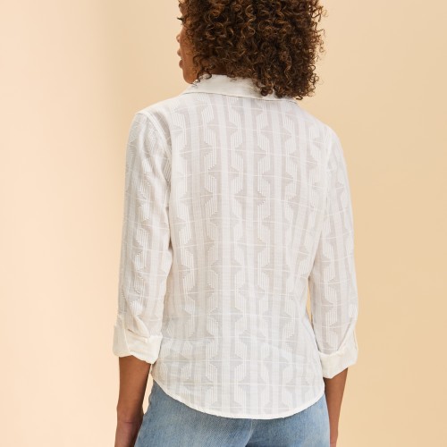 French Dressing - Long Sleeve Split Neck Shirt - White