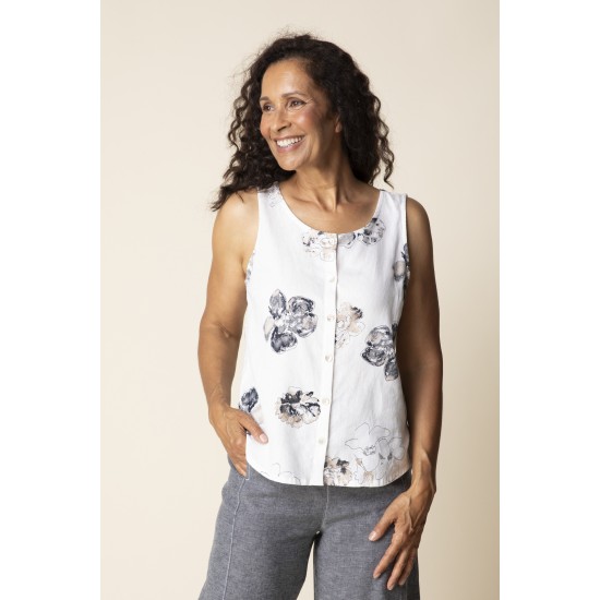 Habitat - Pleat Back Button Tank - White