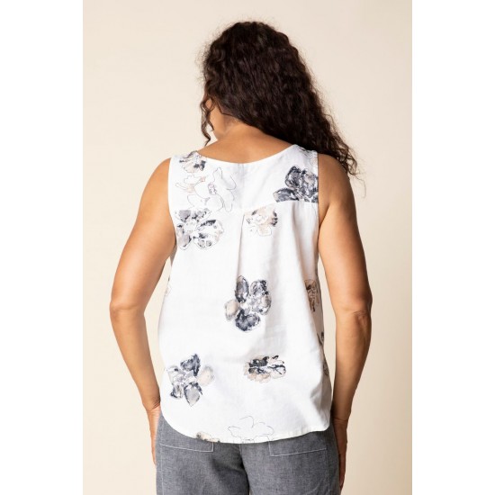 Habitat - Pleat Back Button Tank - White