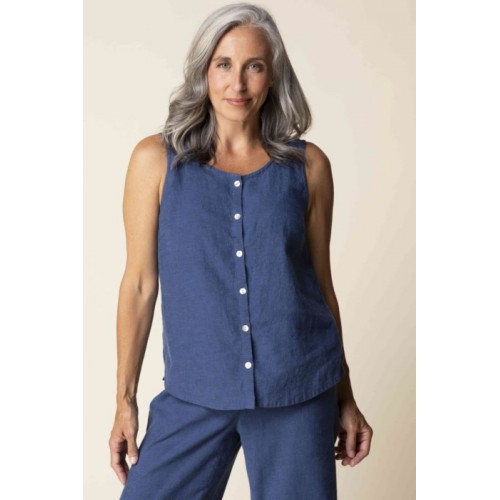 Habitat - Pleat Back Button Tank - Navy