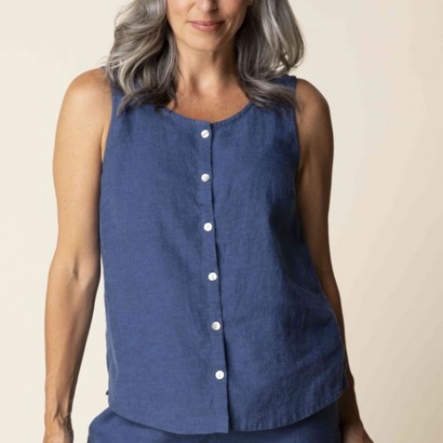 Habitat - Pleat Back Button Tank - Navy