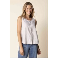 Habitat - Pleat Back Button Tank - Oatmeal