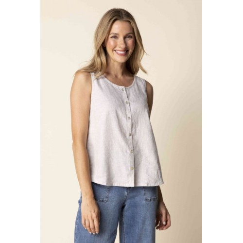 Habitat - Pleat Back Button Tank - Oatmeal