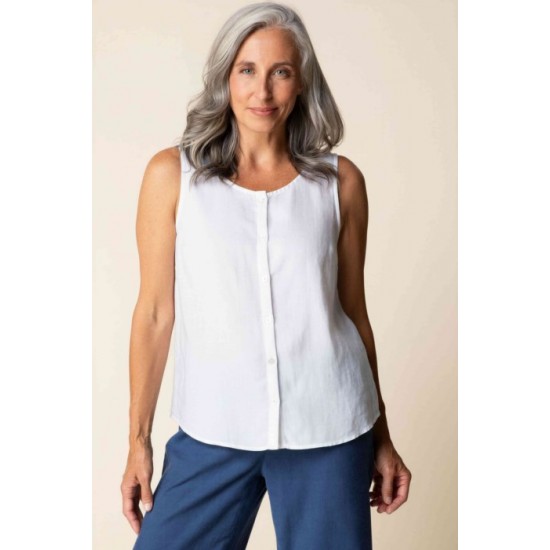 Habitat - Pleat Back Button Tank - White